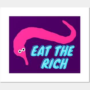 Worm on a string eat the rich pink Posters and Art